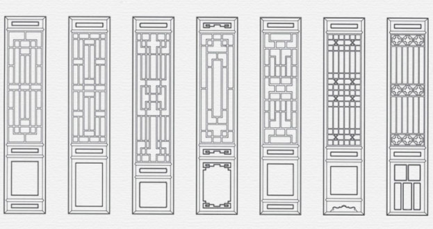 灵川常用中式仿古花窗图案隔断设计图